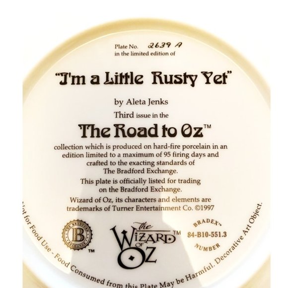 Wizard of Oz The Road To Oz Collector's Plate #3: I'm a Little Rusty Yet - Picture 2 of 5